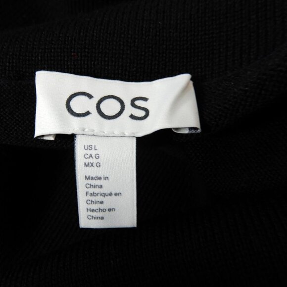 COS Merino Wool Bardot Maxi Sweater DRESS Size L Black Off The Shoulder NEW $150 - Picture 4 of 8